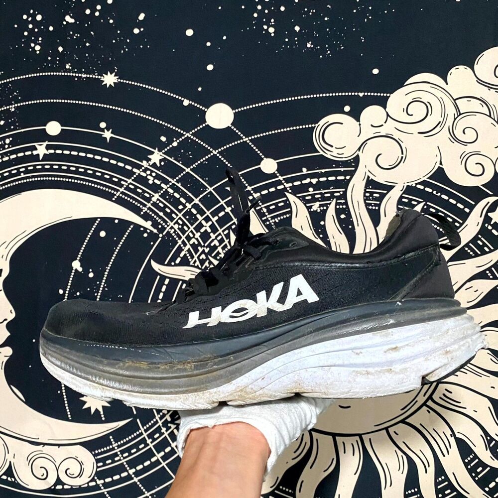 Hoka One One Bondi 8 1123202-BWHT Athletic Sneaker Mens 13D Black Mesh Cushioned - Picture 7 of 10